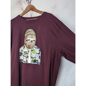 Aero Spirit Animal Tee Men XL Sloth T Shirt Brown Aeropostale Long Sleeve